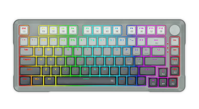 Eyooso HZ-82 Magnetic Axis Rapid Trigger RGB Mechanical Gaming Keyboard – Rainbow Gray