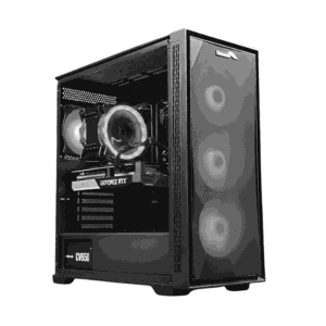 Thunder Tizona (With x4 ARGB Fans) Mid-Tower ATX Gaming Case – Black
