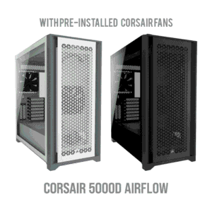 Corsair 5000D Airflow Black & White Mid-Tower ATX PC Case with Pre-Installed Corsair Fans – Exclusive Paras Tech Edition