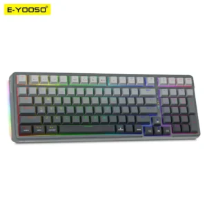 E-Yooso Z-99 Tri-Mode 99 Keys Mechanical Keyboard – BT + 2.4G + Wired, Blue Switch, RGB Gradient Gray