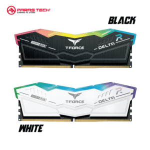 T-Force Delta RGB DDR5 32GB (2x16GB) 5200MHz CL40 – White & Black | Ultra-Wide RGB, XMP 3.0 & AMD EXPO