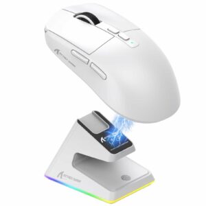 ATTACK SHARK X6 Tri-Mode Wireless White Gaming Mouse with Charging Dock – 49g, PAW3395, 26K DPI