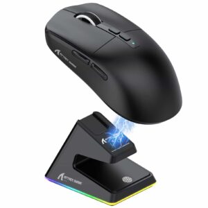 ATTACK SHARK X6 Tri-Mode Wireless Black Gaming Mouse with Charging Dock – 49g, PAW3395, 26K DPI