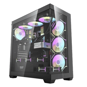 DarkFlash DS900 ATX PC Case 270° Panoramic Glass Mid-Tower ATX Case – Black Dust-Proof